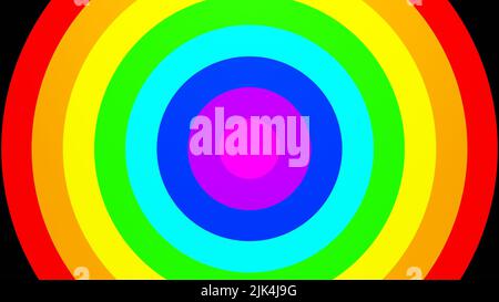 Sfondo astratto con linee circolari colorate. Obiettivo di scatto con molti colori. Cerchio con disegno arcobaleno. Circonferenza con linee di tutti i colori. Ripetizione circolare con linee colorate. Foto Stock