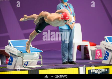 Birmingham, Regno Unito. 30th luglio 2022; Alexander Stadium, Birmingham, Midlands, Inghilterra: Giorno 2 dei Giochi del Commonwealth 2022: Benjamin Proud (ENG) che competono nel 50m Butterfly di uomini Final Credit: Action Plus Sports Images/Alamy Live News Foto Stock