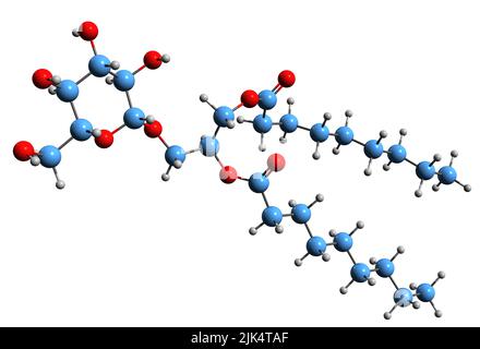 3D immagine della formula scheletrica galattolipide - struttura chimica molecolare del glicolipide isolato su sfondo bianco Foto Stock