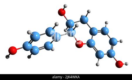 3D immagine della formula scheletrica di Guibourtinidol - struttura chimica molecolare del flavan-3ol isolato su sfondo bianco Foto Stock