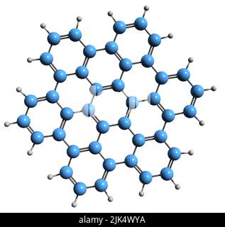 3D immagine di esabenzocoronene formula scheletrica - struttura chimica molecolare di Hexa-peri-esabenzocoronene isolato su sfondo bianco Foto Stock