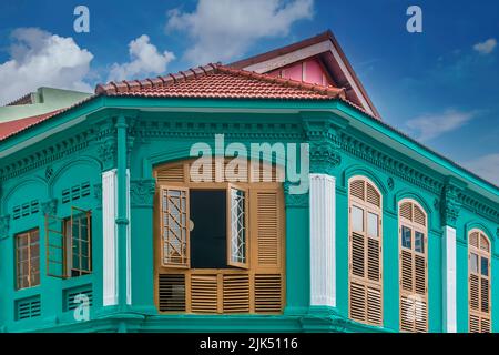 Tradizionale bottega verde a Kampong Glam, Singapore Foto Stock