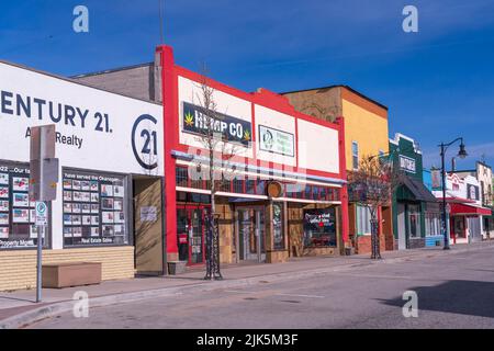 I negozi sulla Main Street nella città di Oliver, British Columbia, Canada. Foto Stock