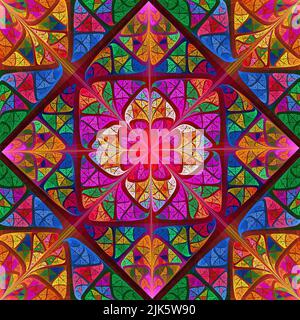 Astratto Fractal - Flower Stained Glass Design Foto Stock