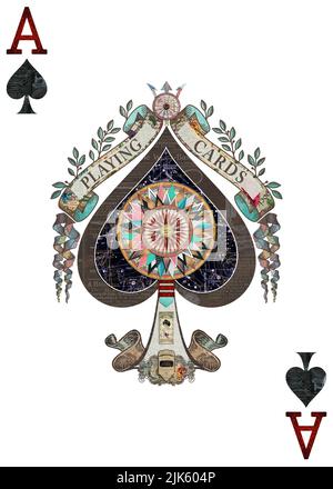 ACE of Spades - scheda da gioco - Digital Decoupage Graphic Foto Stock