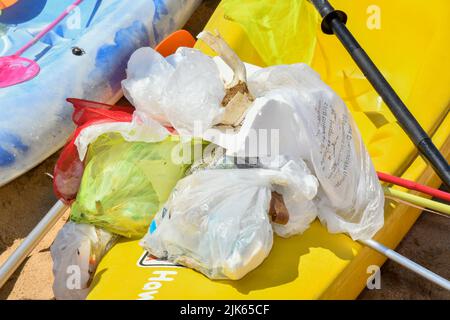 Pulizia spiaggia, Italia Foto Stock