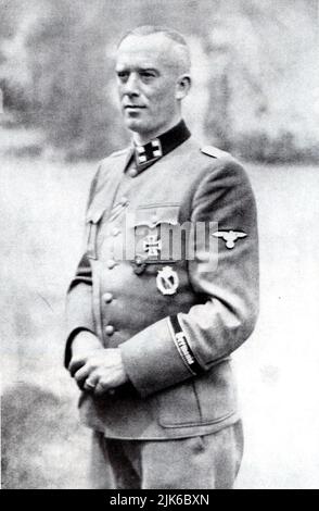 Le truppe d'élite naziste tedesche le Waffen-SS avevano molte divisioni di volontari stranieri che credevano nel nazismo. Hans-Albert von Lettow-Vorbeck, comandante del corpo libero della Divisione SS danese Danimarca Foto Stock