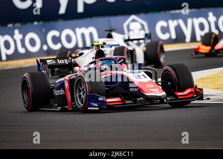 21 WILLIAMS Calan (aus), Trident, Dallara F2, in azione durante il round 10th del Campionato FIA di Formula 2 2022, dal 28 al 31 luglio 2022 sull'Hungaroring, a Mogyorod, Ungheria - Foto: Joao Filipe / DPPI/DPPI/LiveMedia Foto Stock