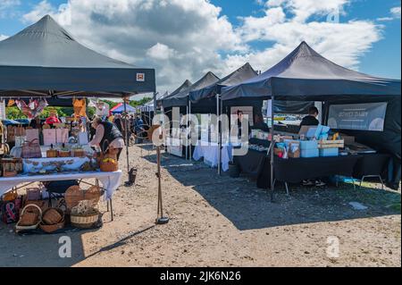 Mercato artigianale al molo di Glasson vicino a Lancaster Foto Stock