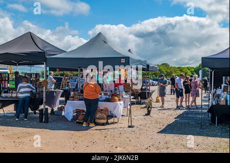 Mercato artigianale al molo di Glasson vicino a Lancaster Foto Stock