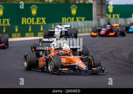 Budapest, Ungheria. 31st luglio 2022. 12 Novalak Clément (fra), MP Motorsport, Dallara F2, in azione durante il round 10th del Campionato FIA di Formula 2 2022, dal 28 al 31 luglio 2022 sull'Hungaroring, a Mogyorod, Ungheria - Foto Diederik van der Laan / Agenzia fotografica olandese / DPPI Credit: DPPI Media/Alamy Live News Foto Stock