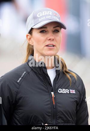 Plymouth, Regno Unito. 31st luglio 2022. Luglio 31st, 2022. Londra, Regno Unito. La Duchessa di Cambridge si unisce al 1851Trust e al Gran Bretagna SailGP Team di Plymouth. Credit: Doug Peters/Alamy Live News Foto Stock