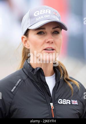 Plymouth, Regno Unito. 31st luglio 2022. Luglio 31st, 2022. Londra, Regno Unito. La Duchessa di Cambridge si unisce al 1851Trust e al Gran Bretagna SailGP Team di Plymouth. Credit: Doug Peters/Alamy Live News Foto Stock