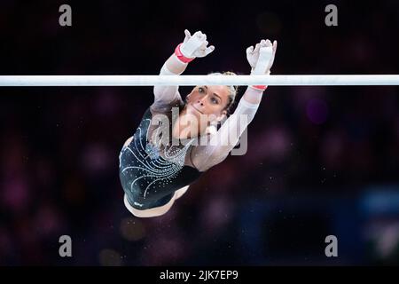 Birmingham, Regno Unito. 31st Lug 2022. Laurie DENOMMEE (CAN) compete in ginnastica artistica All-Around femminile - finale di Birmingham 2022 - Commonwealth Games alla Birmingham Arena domenica 31 luglio 2022 a Birmingham, Regno Unito. Credit: Taka Wu/Alamy Live News Foto Stock