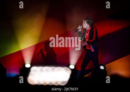 Stoccolma, Svezia. 31st luglio 2022. STOCKHOLM 20220731Mick Jagger quando i Rolling Stones suonano alla Friends Arena la domenica sera. Foto: Ali Lorestani / TT / code 11950 Credit: TT News Agency/Alamy Live News Foto Stock