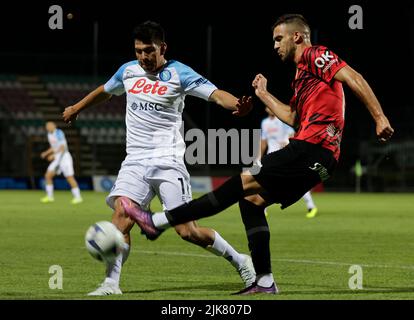 31st luglio 2022; Stadio Patin, Castel di Sangro, Italia; Calcio Pre-Seaon amichevole, SSC Napoli contro RCD Mallorca: Hirving Lozano di Napoli Foto Stock