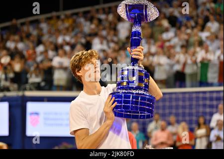 Umago, Umago, Croazia, 31 luglio 2022, Jannik sinner (IT) durante ATP Croazia Open Umago - Alcaraz vs sinner - Tennis Internationals Credit: Live Media Publishing Group/Alamy Live News Foto Stock