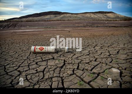 30 luglio 2022, Lake Mead, Nevada, severe condizioni di siccità al Boulder Harbour Boat Launch vicino a Las Vegas. Foto Stock