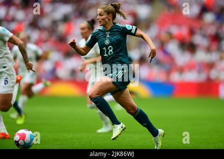 Londra, Regno Unito. 31st luglio 2021. Londra, Inghilterra, luglio 31st 2022: Tabea Wassmuth (18 Germania) durante la partita di football finale UEFA Womens Euro 2022 tra Inghilterra e Germania al Wembley Stadium, Inghilterra. (Kevin Hodgson /SPP) Credit: SPP Sport Press Photo. /Alamy Live News Foto Stock