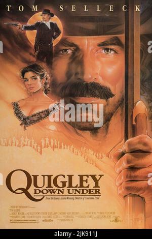 Alan Rickman, Laura San Giacomo e Tom Selleck Poster Film: Quigley Down Under (USA/AUS 1990) personaggi: Elliott Marston, Crazy Cora, Matthew Quigley regista: Simon Wincer 17 ottobre 1990 **AVVISO** questa fotografia è solo per uso editoriale ed è copyright di PATHE e/o del fotografo assegnato dalla Film o dalla Società di produzione e può essere riprodotta solo da pubblicazioni in concomitanza con la promozione del suddetto Film. È richiesto un credito obbligatorio per PATHE. Il fotografo deve essere accreditato anche quando è noto. Nessun uso commerciale può essere concesso senza autorizzazione scritta da parte di Foto Stock