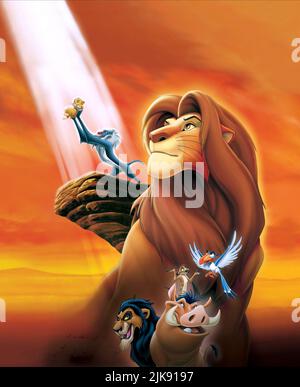 Simba, Rafiki, Mafusa, Scar, Timon, Pumbaa & Zazu Film il Re Leone (USA 1994) regista: Roger Allers & Rob Minkoff 06 May 1994 **WARNING** questa fotografia è ad uso esclusivamente editoriale ed è copyright delle IMMAGINI DELLA WALT DISNEY e/o del fotografo assegnato dalla Film o Production Company e può essere riprodotta solo da pubblicazioni in concomitanza con la promozione del suddetto Film. È richiesto un credito obbligatorio per LE FOTO DI WALT DISNEY. Il fotografo deve essere accreditato anche se conosciuto. Nessun uso commerciale può essere concesso senza l'autorizzazione scritta di The Film Company. Foto Stock