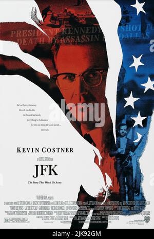 Film di poster di Kevin Costner: JFK; J.F.K. (USA/FR 1991) personaggi: Jim Garrison Director: Oliver Stone 20 Dicembre 1991 **ATTENZIONE** questa foto è solo per uso editoriale ed è copyright di WARNER BROS. E/o del fotografo assegnato dalla Film o dalla Production Company e può essere riprodotta solo da pubblicazioni in concomitanza con la promozione del suddetto Film. È richiesto un credito obbligatorio per WARNER BROS. Il fotografo deve essere accreditato anche quando è noto. Nessun uso commerciale può essere concesso senza l'autorizzazione scritta della Film Company. Foto Stock