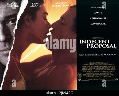 Robert Redford, Demi Moore & Woody Harrelson Film: Indecent Proposal (1994) personaggi: John Gage,Diana Murphy & David Murphy regista: Adrian Lyne 07 Aprile 1993 **ATTENZIONE** questa foto è solo per uso editoriale ed è il copyright di PARAMOUNT e/o del fotografo assegnato dalla Film o dalla Production Company e può essere riprodotta solo da pubblicazioni in concomitanza con la promozione del suddetto Film. È necessario un credito obbligatorio per PARAMOUNT. Il fotografo deve essere accreditato anche quando è noto. Nessun uso commerciale può essere concesso senza l'autorizzazione scritta della Film Company. Foto Stock