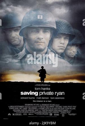 Tom Sizemore, Tom Hanks, Matt Damon e Edward Burns Film Poster Film: Saving Private Ryan (USA 1998) personaggi: SGT. Mike Horvath, Capt. John H. Miller, Pvt. James Francis Ryan, Pvt. Richard Reiben Direttore: Steven Spielberg 21 luglio 1998 **AVVISO** questa fotografia è ad uso esclusivamente editoriale ed è copyright delle IMMAGINI DREAMWORKSPARAMOUNT e/o del fotografo assegnato dalla Società di produzione e film e può essere riprodotta solo da pubblicazioni in concomitanza con la promozione del suddetto Film. È richiesto un credito obbligatorio per LE IMMAGINI DREAMWORKSPARAMOUNT. Il fotografo dovrebbe Foto Stock