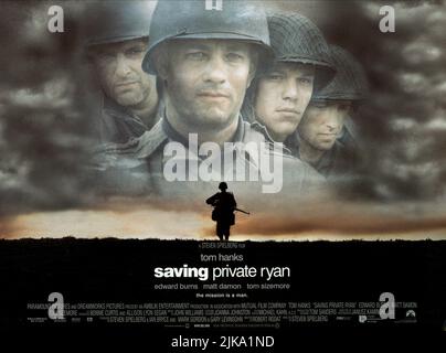 Tom Sizemore, Tom Hanks, Matt Damon e Edward Burns Film Poster Film: Saving Private Ryan (USA 1998) personaggi: SGT. Mike Horvath, Capt John H. Miller, Pvt. James Francis Ryan e Pvt. Richard Reiben Direttore: Steven Spielberg 21 luglio 1998 **AVVISO** questa fotografia è ad uso esclusivamente editoriale ed è copyright delle IMMAGINI DREAMWORKSPARAMOUNT e/o del fotografo assegnato dalla Società di produzione e film e può essere riprodotta solo da pubblicazioni in concomitanza con la promozione del suddetto Film. È richiesto un credito obbligatorio per LE IMMAGINI DREAMWORKSPARAMOUNT. Il fotografo dovrebbe Foto Stock