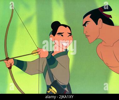 Mulan & Shang Film: Mulan (USA 1998) personaggi: Mulan & Shang regista: Tony Bancroft & Barry Cook 05 giugno 1998 **AVVISO** questa fotografia è ad uso esclusivamente editoriale ed è copyright delle IMMAGINI WALT DISNEY e/o del fotografo assegnato dalla Film o dalla Production Company e può essere riprodotta solo da pubblicazioni in concomitanza con la promozione del suddetto Film. È richiesto un credito obbligatorio per LE IMMAGINI DI WALT DISNEY. Il fotografo deve essere accreditato anche quando è noto. Nessun uso commerciale può essere concesso senza l'autorizzazione scritta della Film Company. Foto Stock