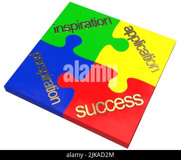 jigsaw concetto di successo applicazione concetto di ispirazione traspirazione colori primari Foto Stock