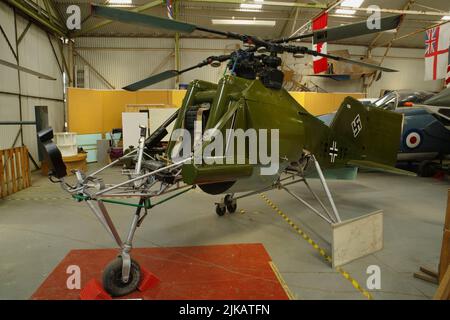 Flettner Kalibri FL 282 (V20) Werknummer 2820020 presso il Midland Air Museum di Baginton, Coventry, Inghilterra, Regno Unito, Foto Stock