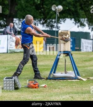 Clywd Axmen alla GWCT Scottish Game Fair 2022, Scone Palace, Perthshire Foto Stock