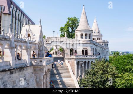 Halászbástya, Bastione del Pescatore, Buda, Budapest, Ungheria Foto Stock