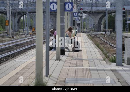 Stazione ferroviaria di Treviglio lungo il tratto Milano-Venezia Foto Stock