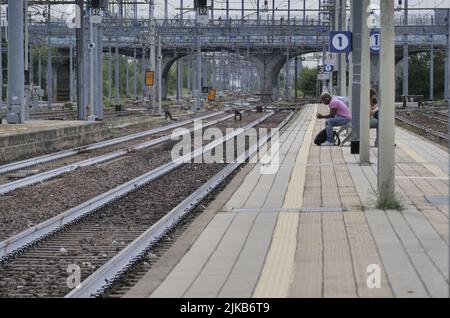 Stazione ferroviaria di Treviglio lungo il tratto Milano-Venezia Foto Stock