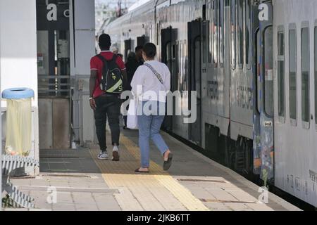 Stazione ferroviaria di Treviglio lungo il tratto Milano-Venezia Foto Stock