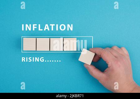 L'aumento dell'inflazione si trova accanto alla barra di carico, agli alti costi di vita, ai prezzi del gas e dell'elettricità, all'aumento della povertà Foto Stock