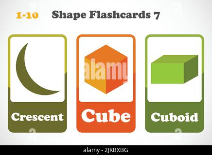 Flashcard geometriche per bambini. Materiale didattico per bambini. Scopri le forme Illustrazione Vettoriale