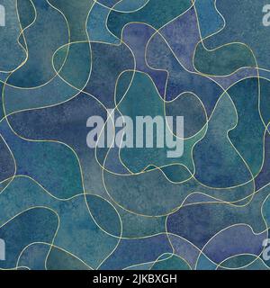 Astratta forma liquida geometrica piatta e moderna forma un pattern senza giunture. Sfondo acquerello alla moda con forme futuristiche a colori. Modello di design della copertina f Foto Stock