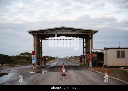 Punto di controllo della quarantena tra le frontiere dello Stato Foto Stock