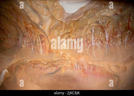 Dipinti preistorici della Grotta di Arkaroo Rock - Australia del Sud Foto Stock