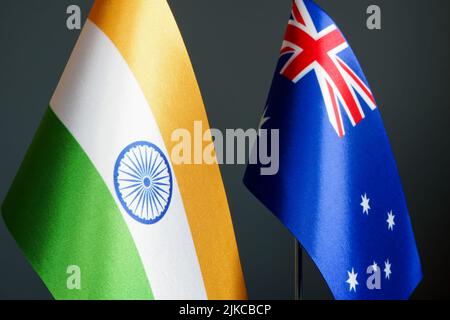Bandiere di India e Australia come simbolo della diplomazia. Foto Stock