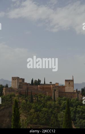 Foto verticale di un palazzo dell'Alhambra, Granada, Spagna Foto Stock