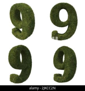 3D illustrazione dei numeri di erba Foto Stock
