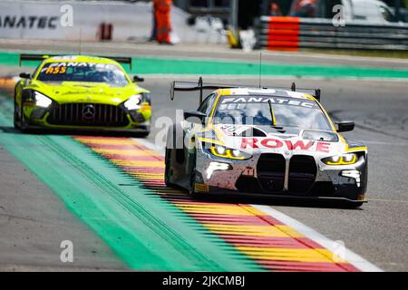 98 Rowe Racing, BMW M4 GT3 di Augusto FARFUS, Nicholas YELLOLY, Nicky CATSBURG, in azione durante la TotalEnergies 24 ore di Spa 2022, 7th round del Fanatec GT World Challenge Europe Powered by AWS, dal 27 al 31 luglio 2022 2021 sul circuito di Spa-Francorchamps, a Stavelot, Belgio - Foto: Florent Gooden / DPPI/DPPI/LiveMedia Foto Stock