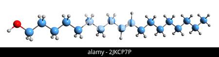 3D immagine dell'alcool oleilico formula scheletrica - struttura chimica molecolare dell'alcool grasso insaturo isolato su sfondo bianco Foto Stock