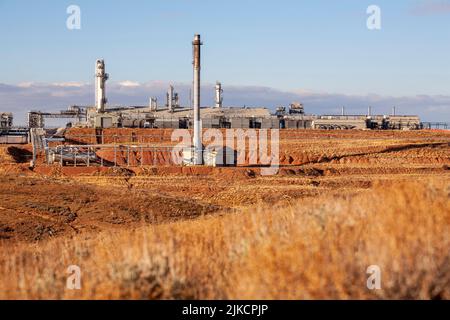 Stazione di compressione gas nel Wyoming Foto Stock