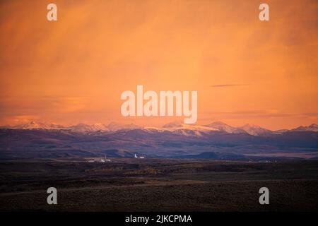 Stazione di compressione gas nel Wyoming Foto Stock