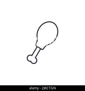Illustrazione vettoriale dell'icona della linea della gamba del pollo. Contorno nero lineare di pollo su sfondo bianco oggetto isolato. Logo del cibo di carne. Pollame prodotto di carne Illustrazione Vettoriale